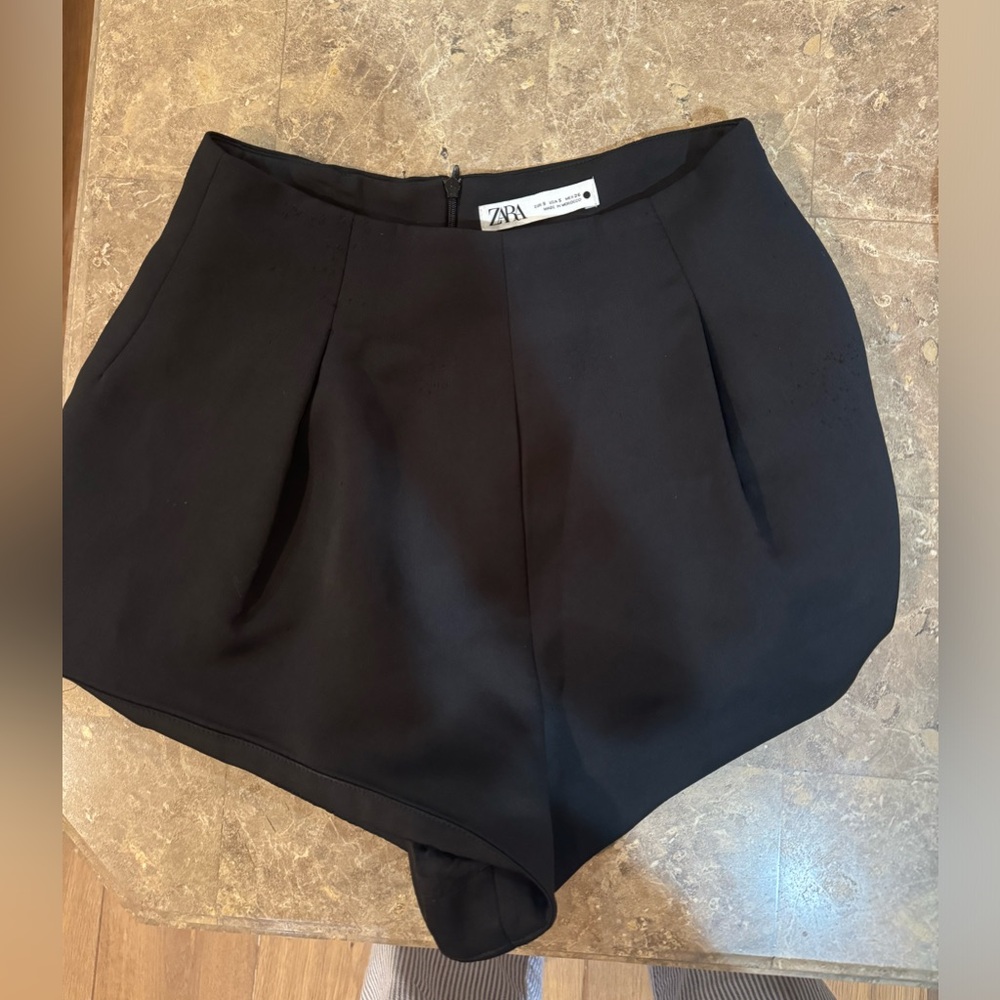 Zara black satin shorts